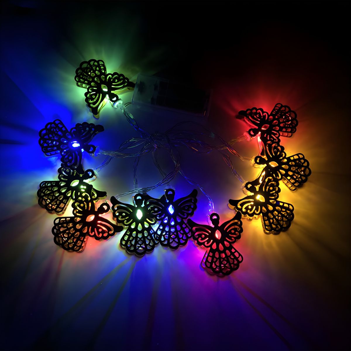 5.4 Ft Long Gold Angel Party Light Modern 10 Bulbs Iron LED Fairy Light String in Multi Color Light