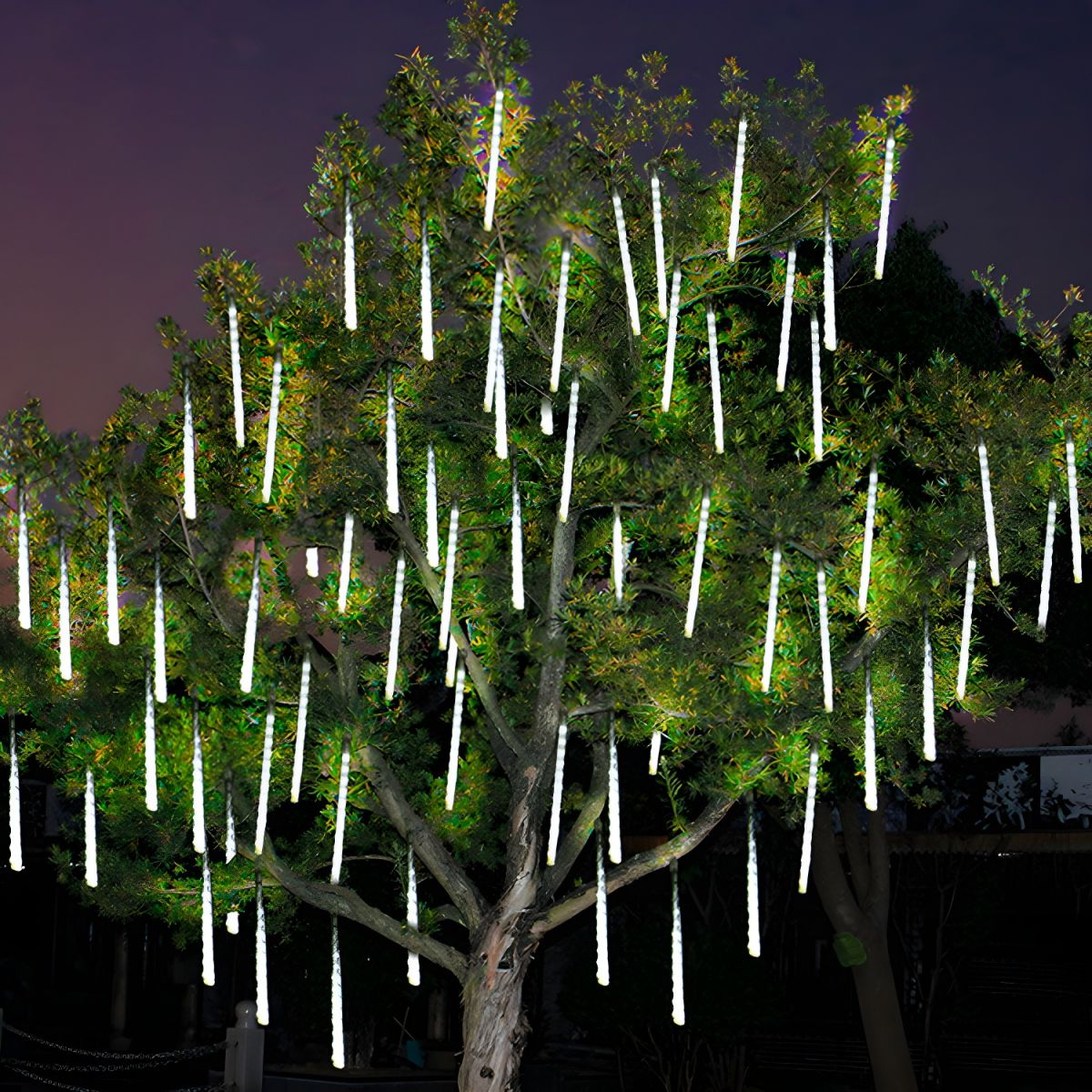 9.8ft Clear Meteor Shower Solar String Lamp Art Decor 36 Bulbs Plastic LED Fairy Lighting for Outdoor
