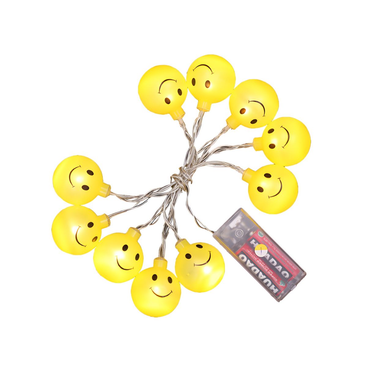 Yellow Smile Face Light String Contemporary 20/40 Lights Plastic LED Fiesta Lamp for Cafe. 8.2/16.4 Ft