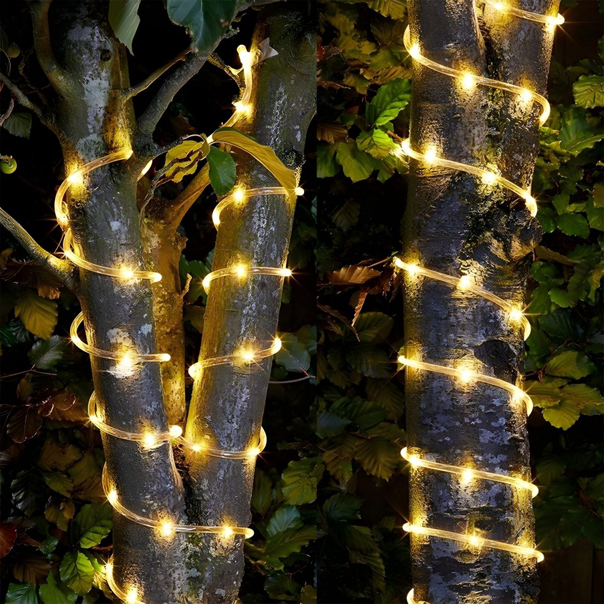 Modern Tube LED Fairy Light Plastic 50 Heads 23ft Courtyard Solar Powered String Lighting in Clear
