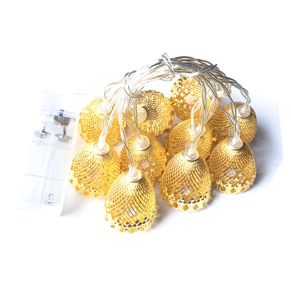 Beige Bell Fairy Light String Modern 10 Bulbs 4.9 Ft Long Plastic LED Christmas Lamp in Warm/Multi Color Light
