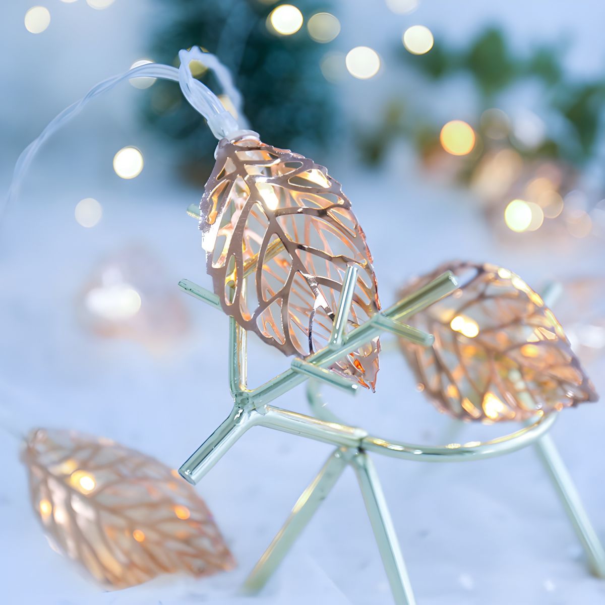 Gold Leaf String Light Ideas Contemporary 10/20 Lights Metal LED Lighting String for Living Room. 1.5/3 M