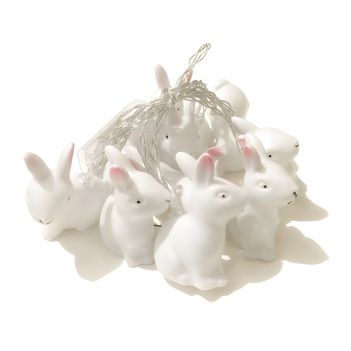 Simple Rabbit Plastic Festoon Light 4.9 Ft Long 10 Heads LED Lamp String in White for Courtyard. Warm/White/Multi Color Light