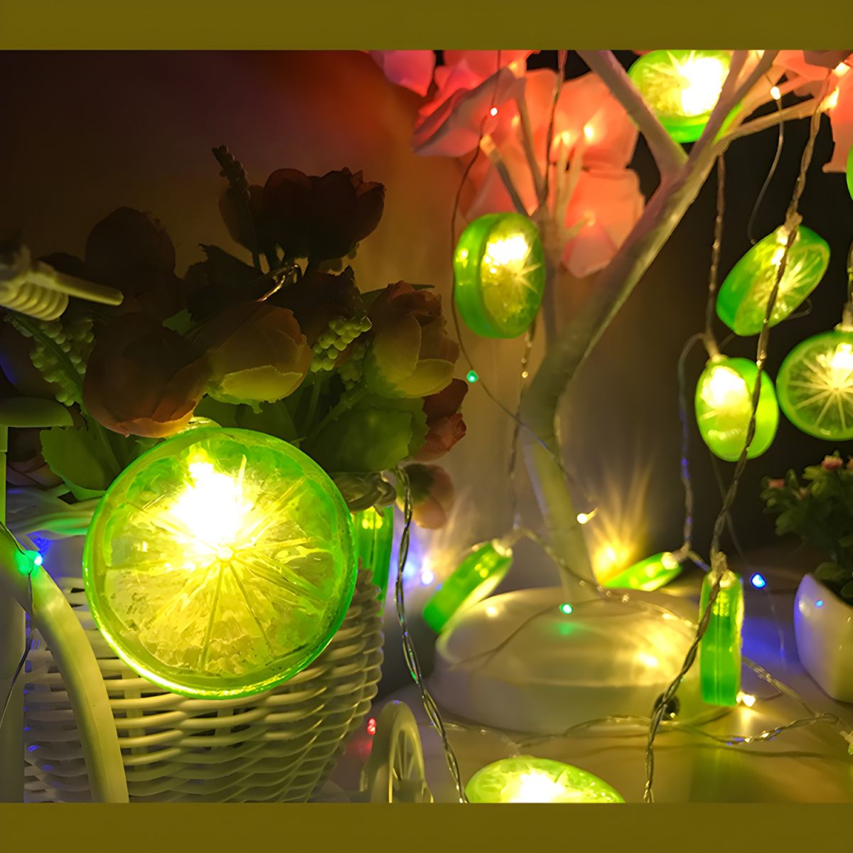Nordic Lemon Slice String Light Set Plastic Bedroom Indoor Lighting with USB Plug