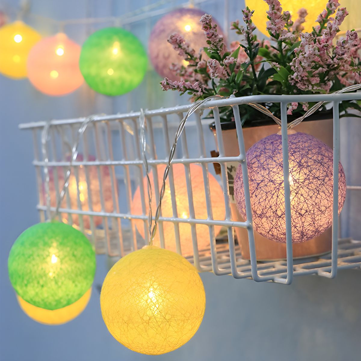 Cotton Global Shaped LED String Light Contemporary Battery Powered Fairy Lighting