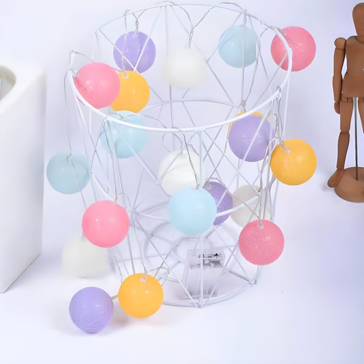 Cotton Rope Wrapped Ball String Lamp Trendy Nordic Style Battery LED Festive Light