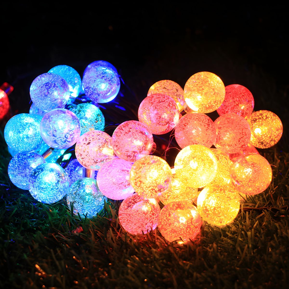 16.4ft Bubble Ball Solar String Light Contemporary Plastic 20 Heads Garden LED Fairy Lighting in Clear