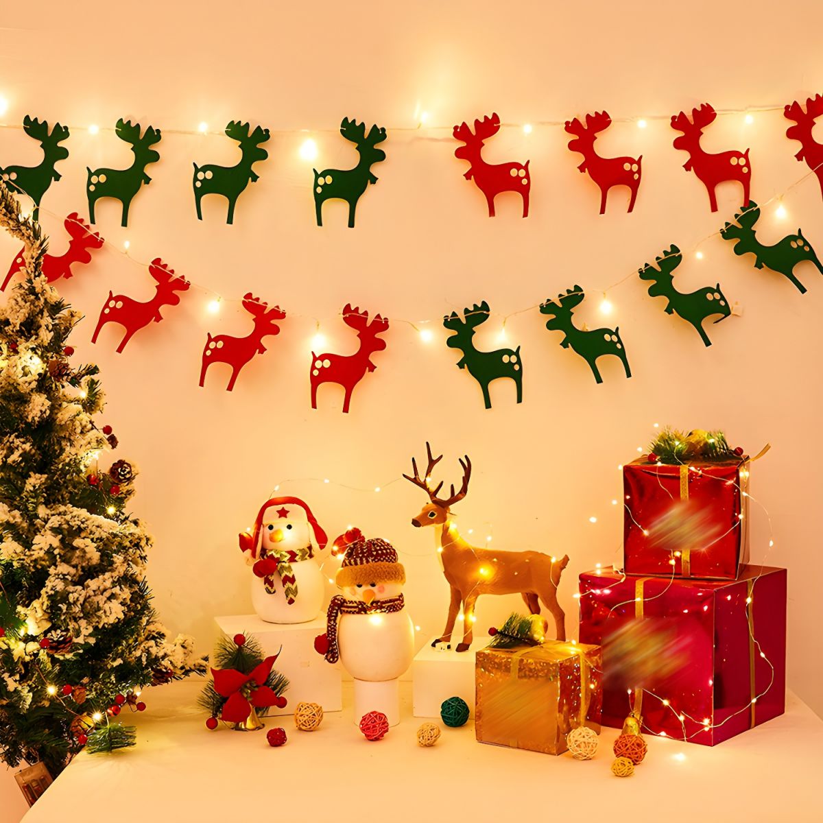 Red-Green Christmas Ornaments String Light Decorative Plastic LED Festive Light