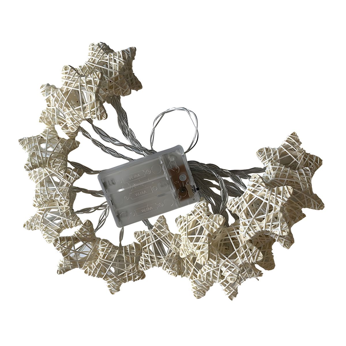 Plastic Woven Star String Lamp Modern 20/40 Heads Beige LED Party Light with USB Charging Cord. 13.1/19.6 Ft