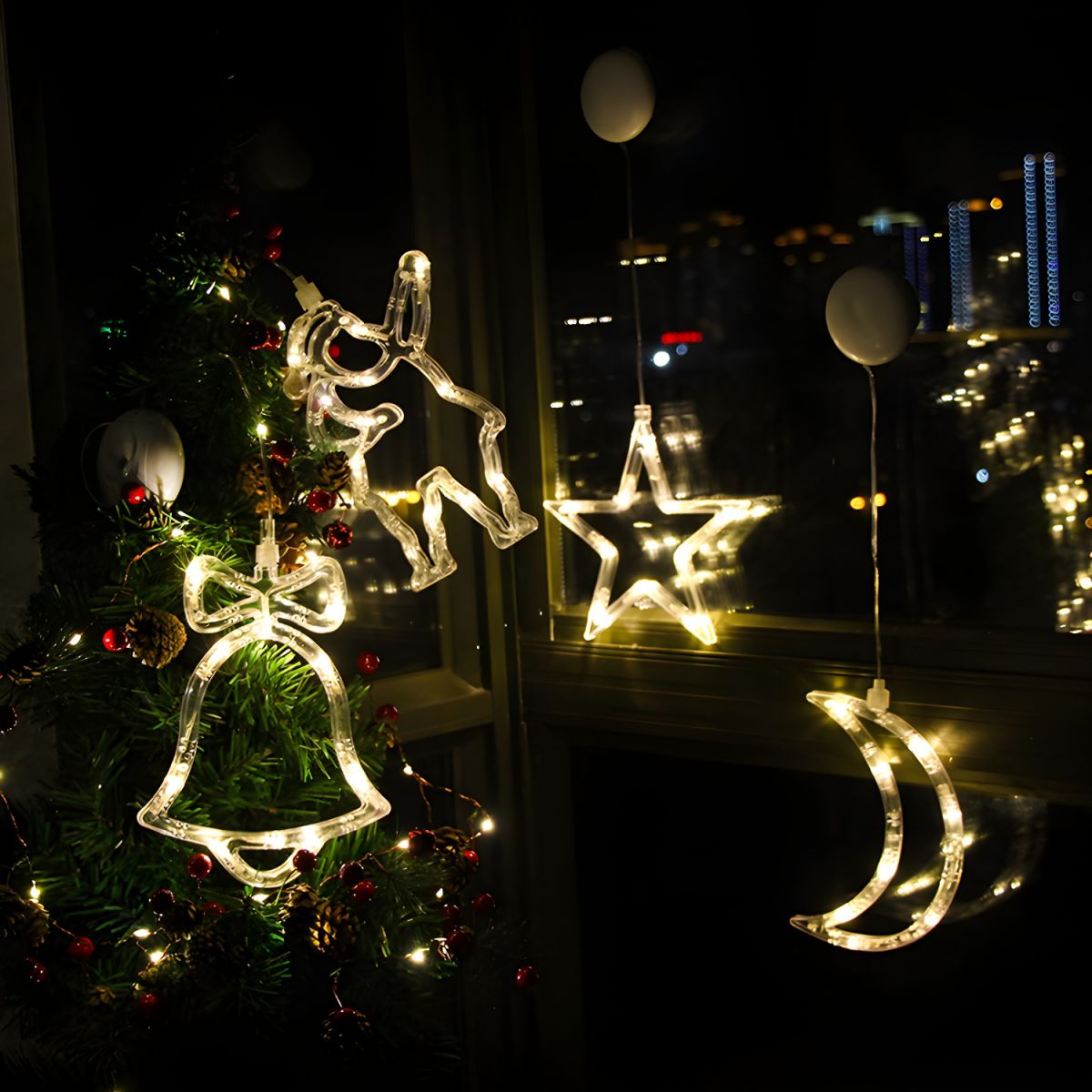 Christmas LED String Lights in Modern Creative Style White Plastic Decorative Lamp with Sucker