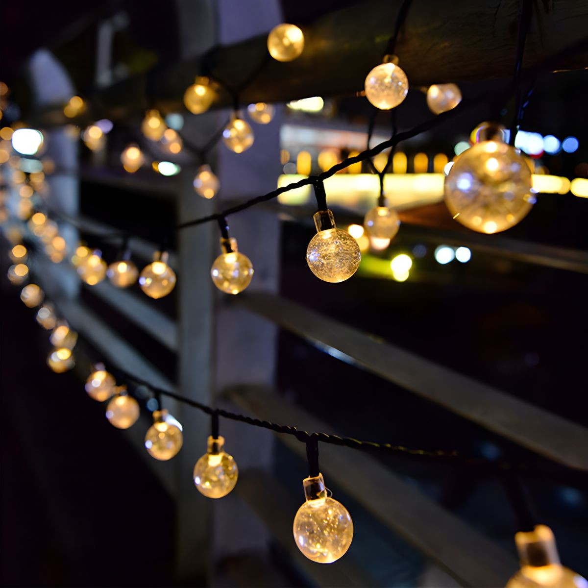 Modern Black Rope Light 50 Lights LED Global Outdoor Water Proof Light Post