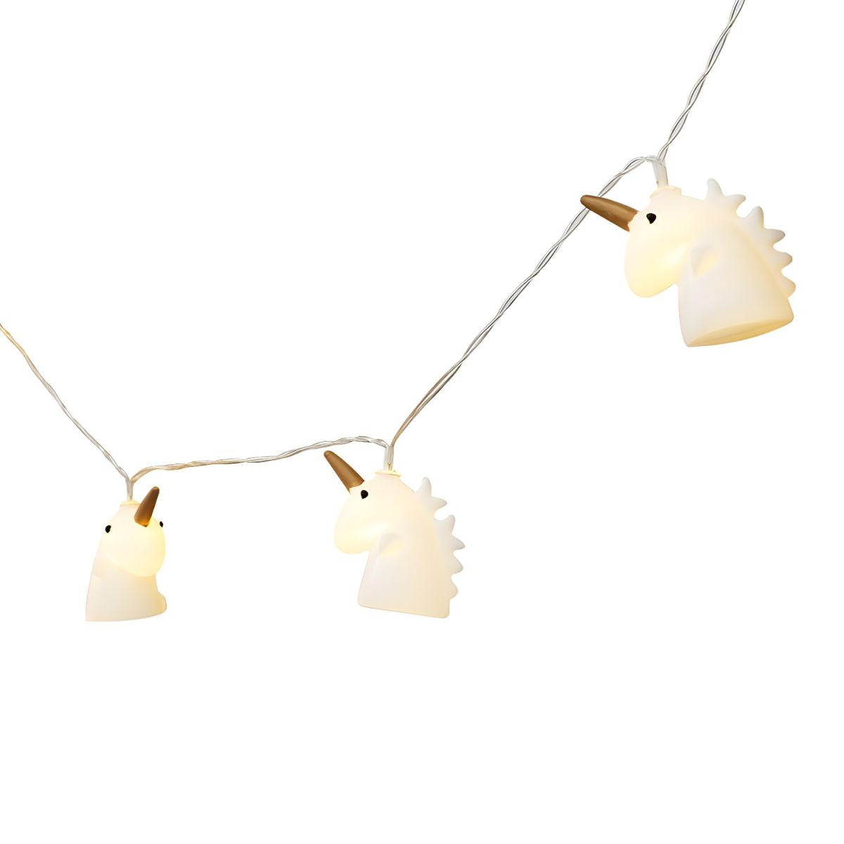 3M 20-Bulb Nursery LED Fiesta Lamp Cartoon White String Light Idea with Unicorn Plastic Shade. Battery/USB