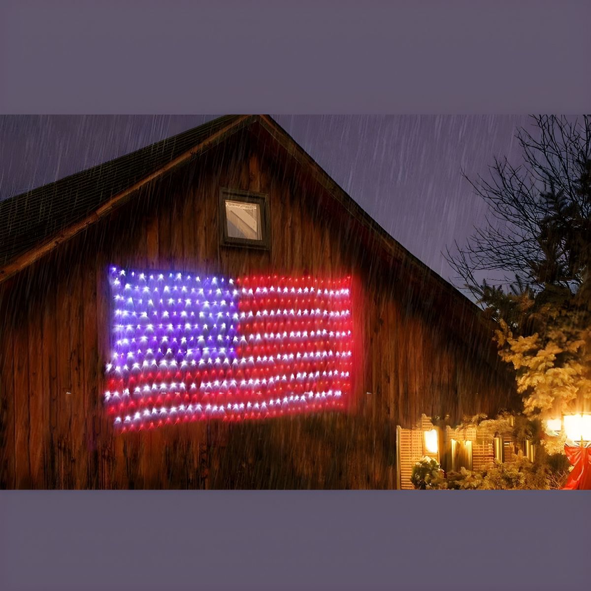 Red and Blue Flag Net String Light Decorative Plastic Solar LED Festive Light for Outdoor