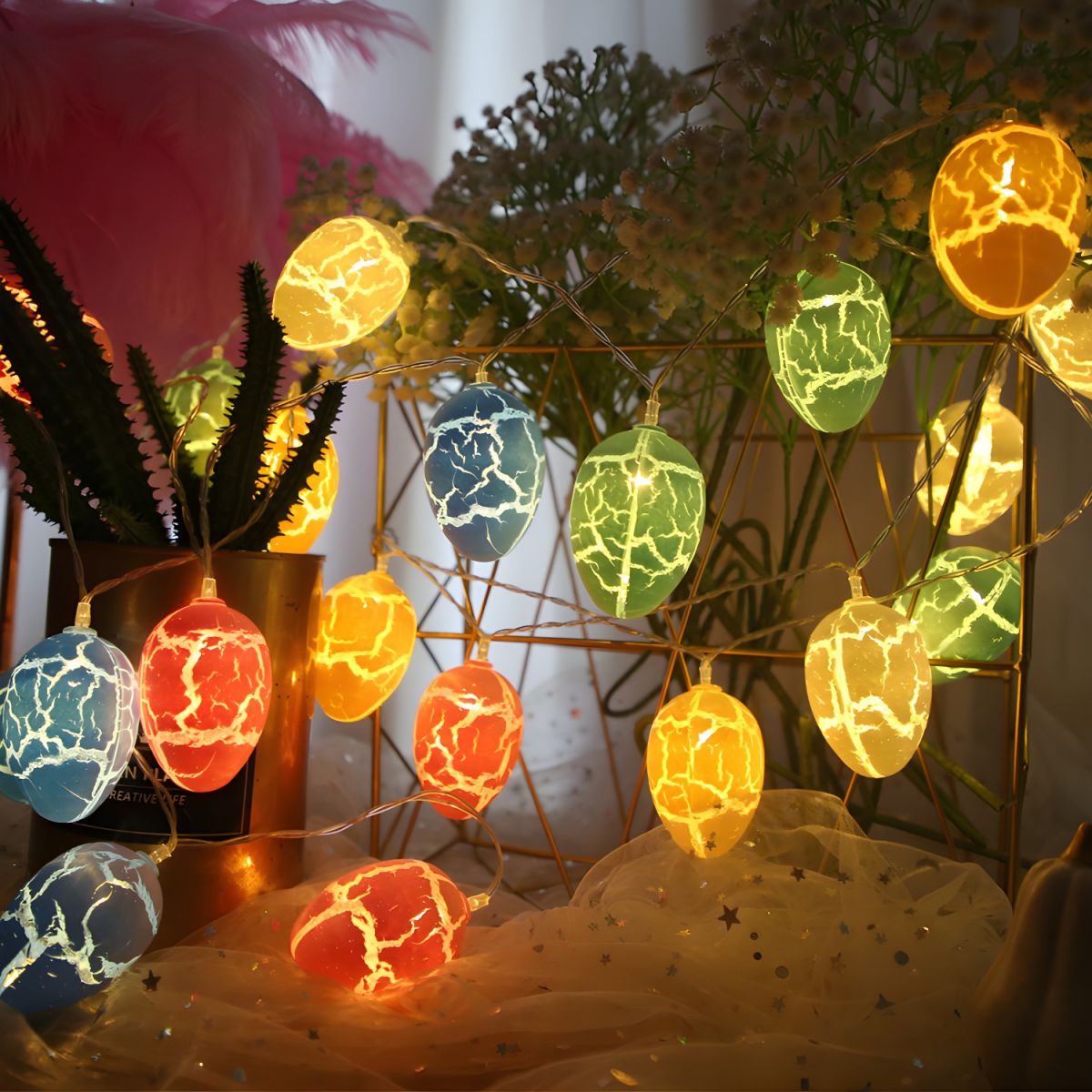 Modern Creative LED String Light Easter Crack Egg Decorative Lamp for Interior Spaces