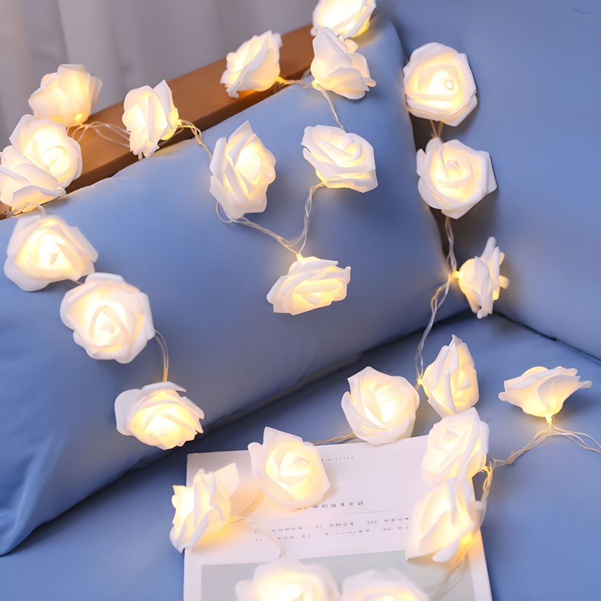 Decorative Rose LED Fairy Lighting Copper Wire Girls Bedroom Battery String Light