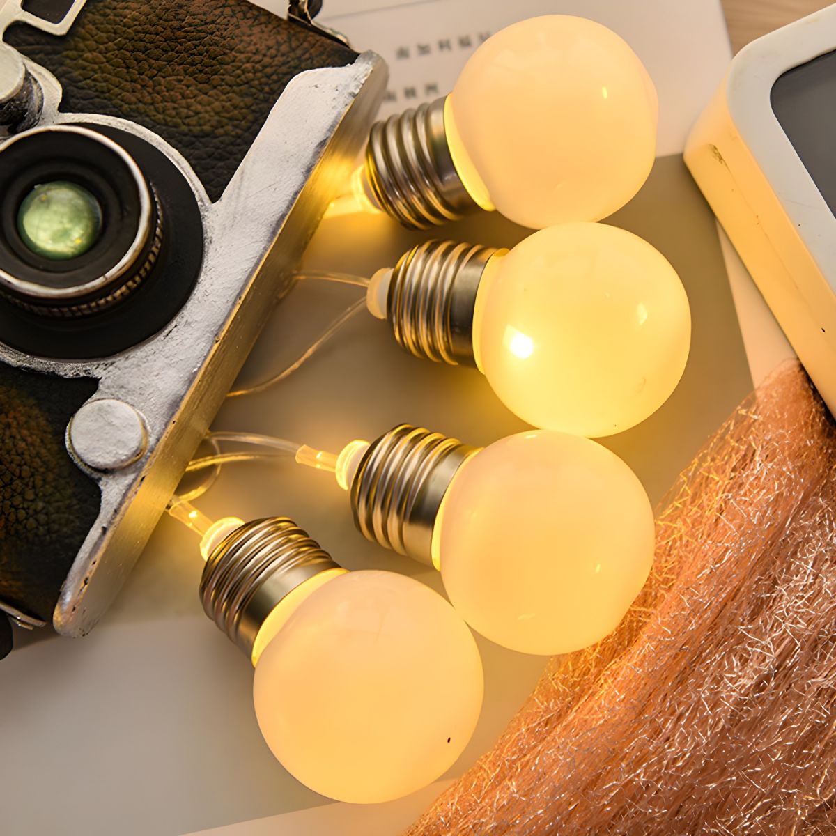 Bulb Shaped Battery String Light Contemporary Plastic Bedroom LED Fairy Lighting in White