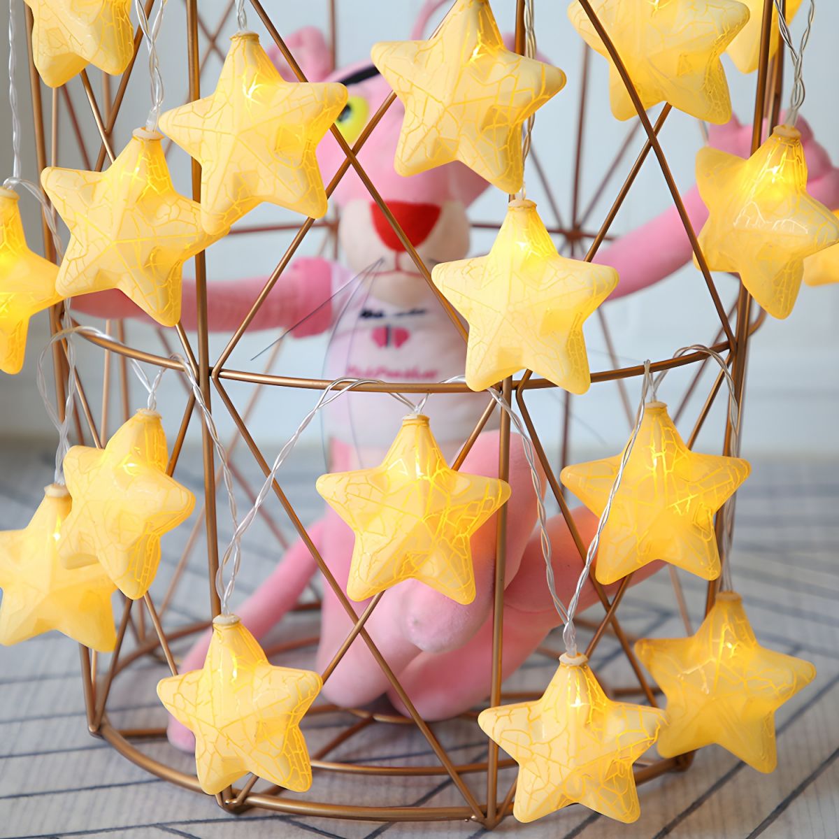 Pentagram LED String Light Modern Plastic 20/40 Heads Restaurant Christmas Lamp in Yellow/Blue-Pink-Yellow. 3/6 M