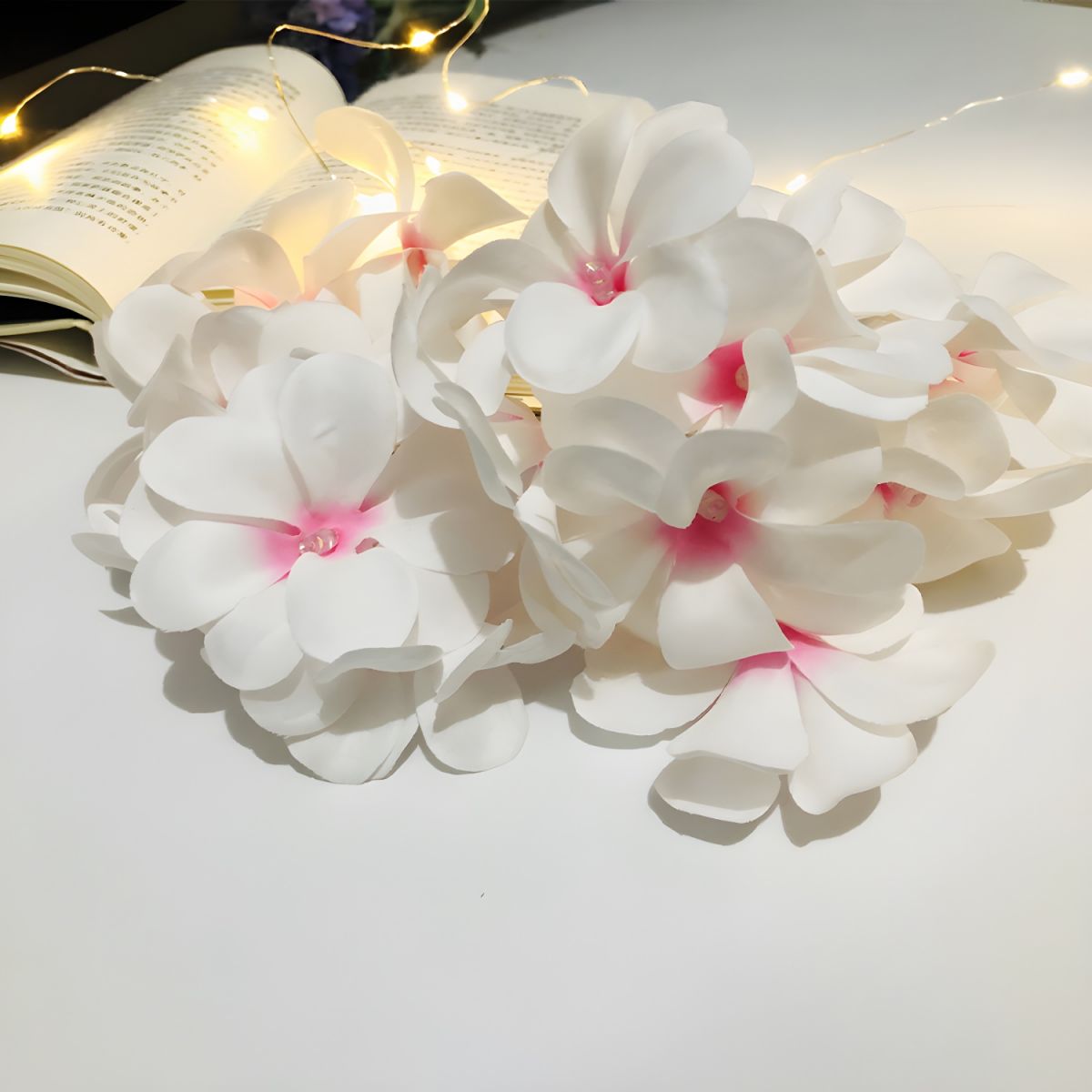 Floral LED String Light Modern Fabric 20 Heads Bedroom USB Powered Fiesta Lamp in Pink/Yellow. 9.8 Ft Long