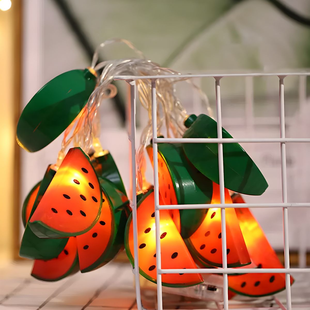 Plastic Watermelon Fiesta Light Contemporary 20/40 Bulbs Red LED String Lighting with USB Charging. 13.1/19.6 Ft