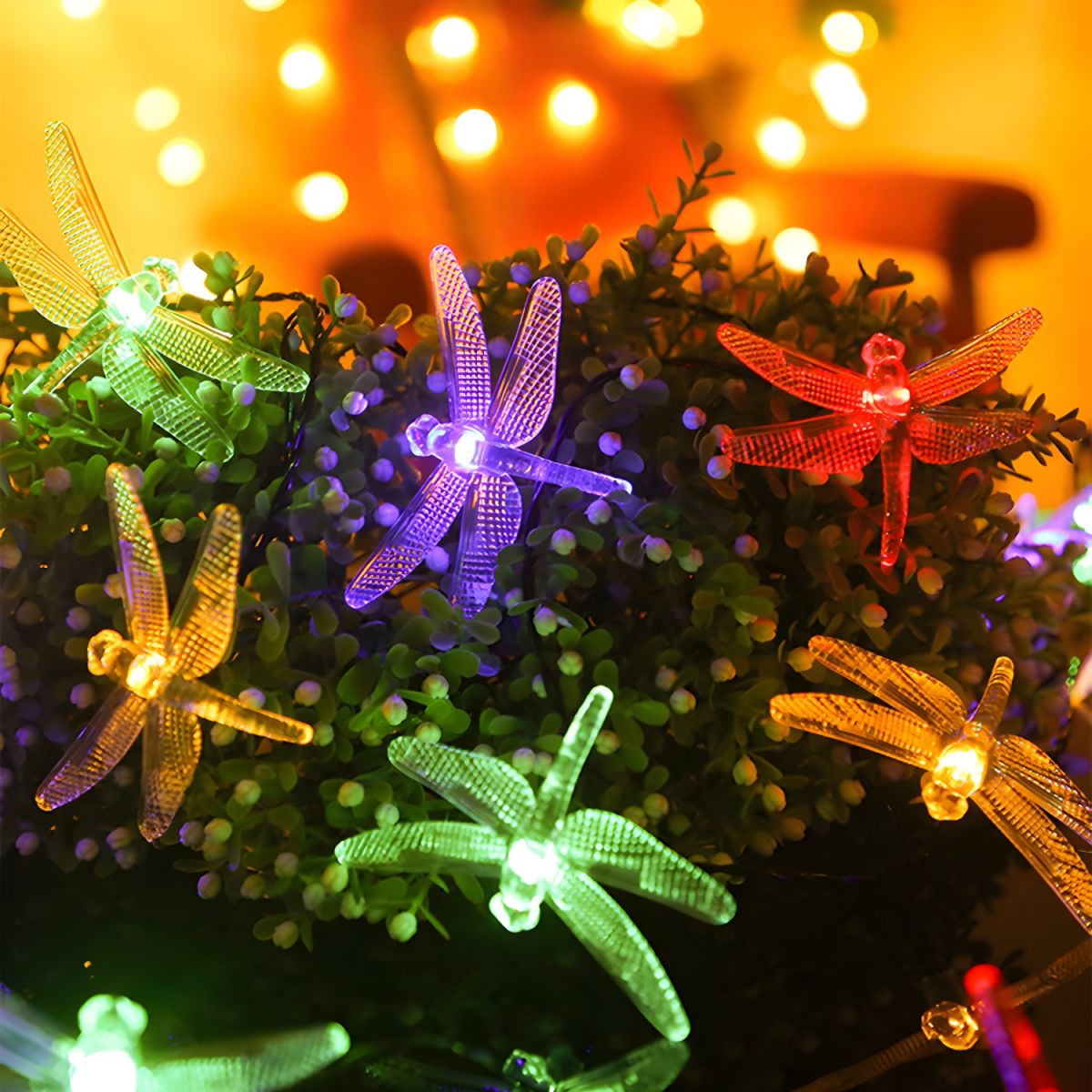 Dragonfly Solar String Light Nordic Style Plastic Outdoor Landscape Light