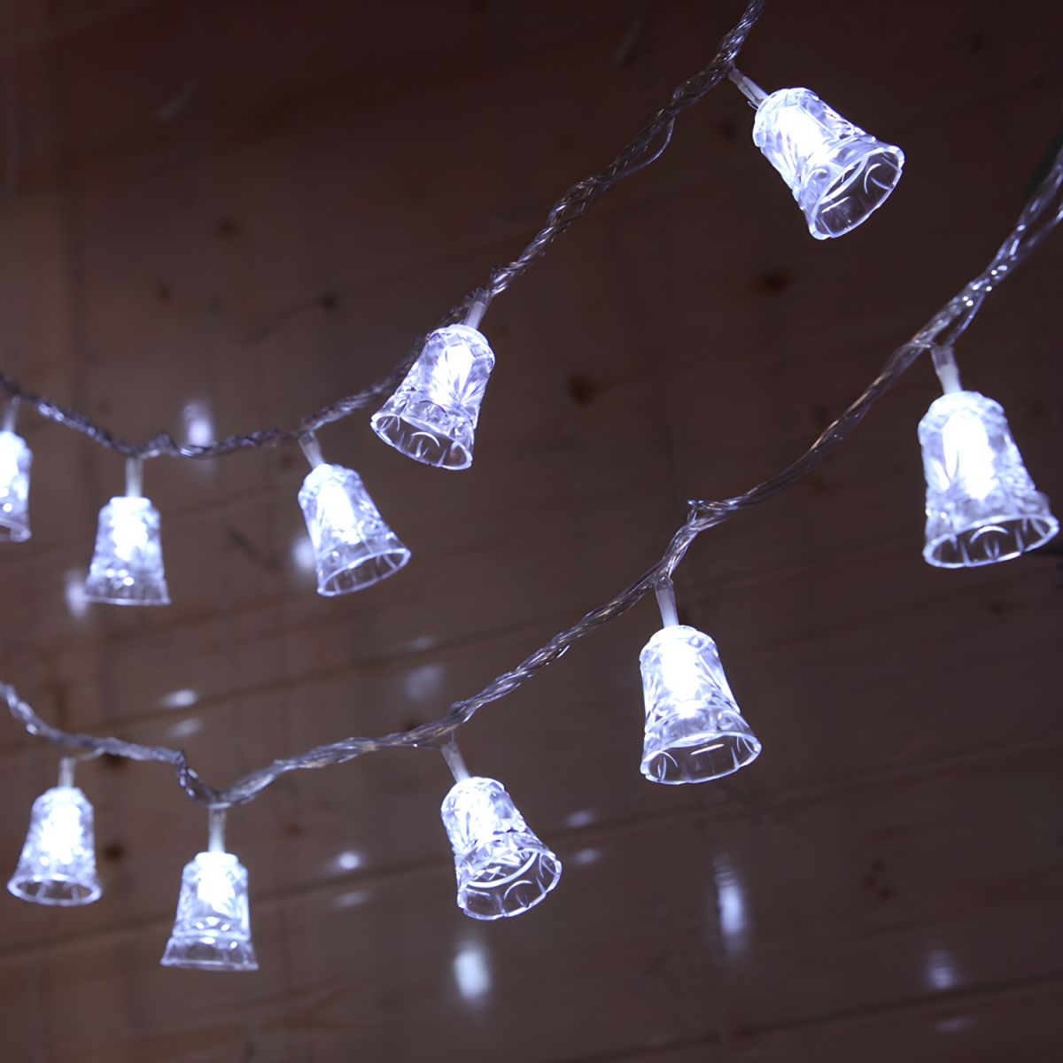 Bell Plastic LED Christmas Light Modernist 20/40/80 Bulbs Clear String Lighting in Warm/White/Multi Color Light. 8.2/16.4/32.8 Ft