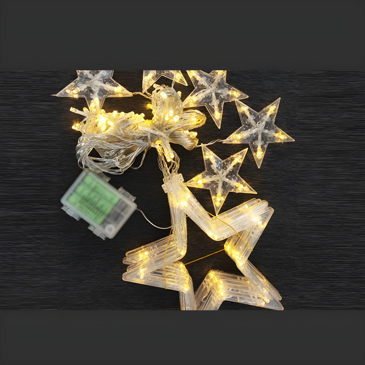 White Star Curtain String Light Art Decor 12-Head Plastic Christmas Light for Outdoor