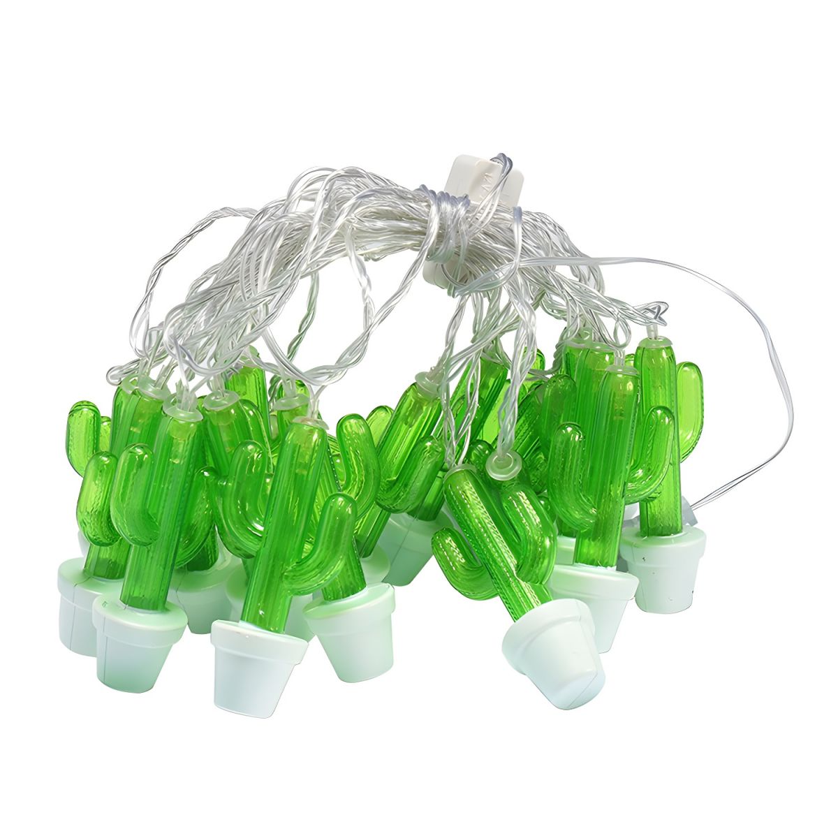 Green Cactus LED Fairy Light Modern 9.8 Ft 20 Bulbs Plastic USB/Battery String Lighting for Living Room