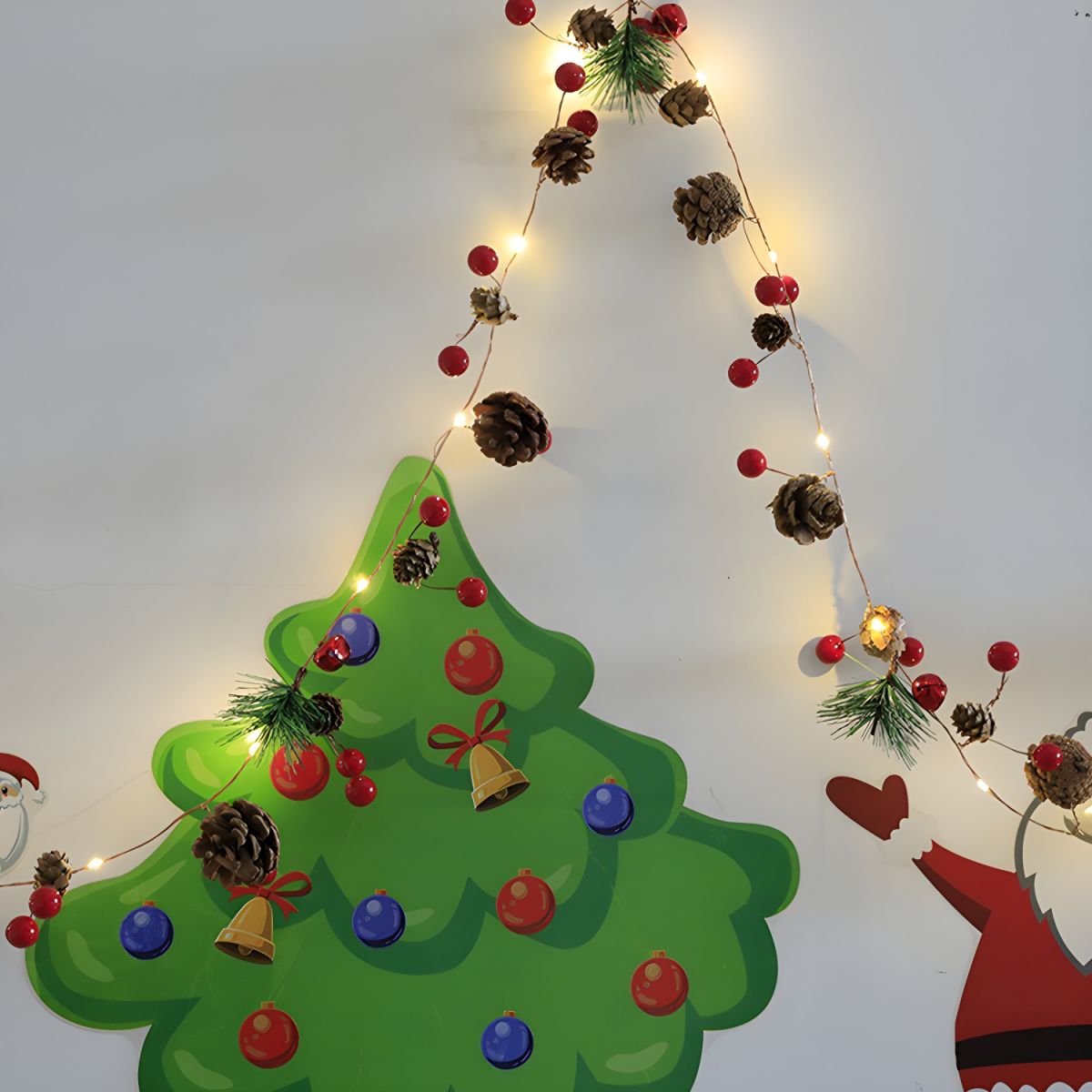 Plastic Pinecone String Light Set Nordic LED Battery Operated Festive Light for Bedroom