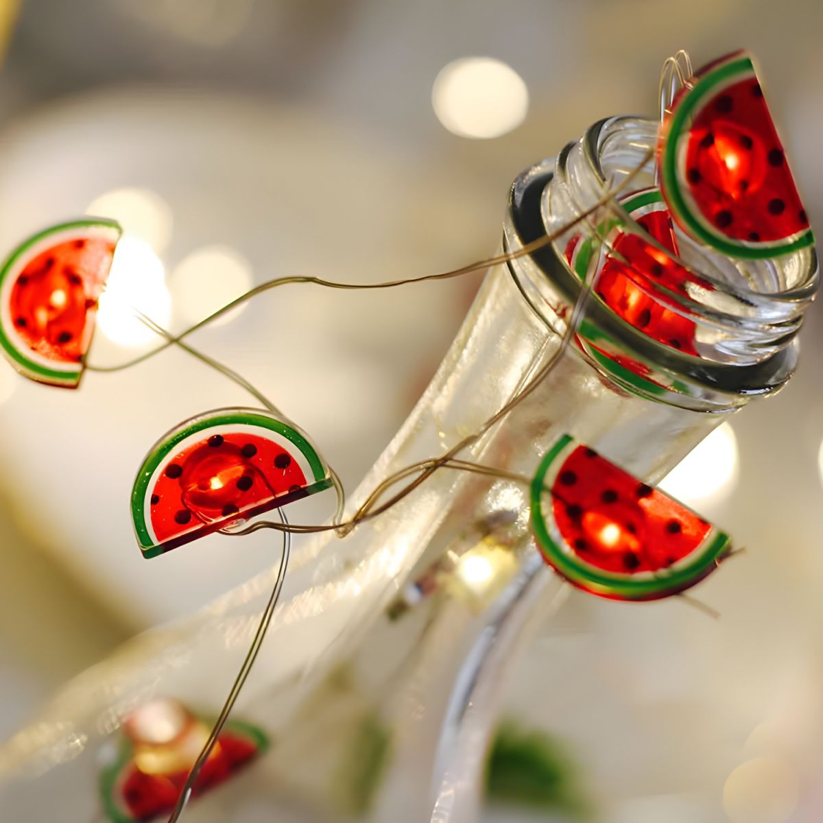 10m Watermelon Party Light Contemporary Plastic 100 Bulbs Red Battery/USB LED String Lighting