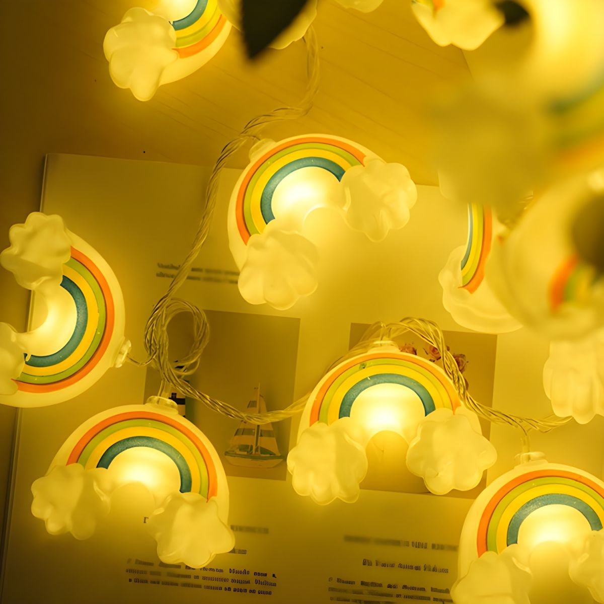 Plastic Rainbow LED Fairy Lighting Decorative White Battery Powered String Light for Bedroom
