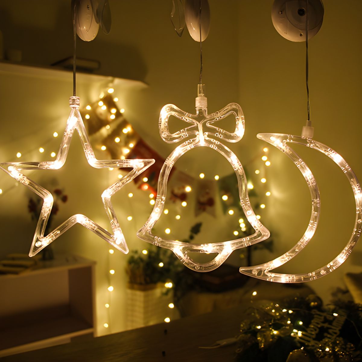 Christmas LED String Lights in Modern Creative Style White Plastic Decorative Lamp with Sucker