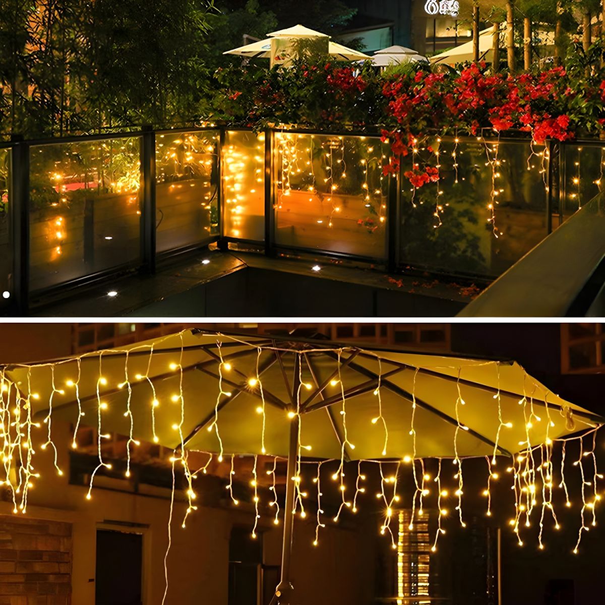 Nordic Icicles Curtain String Lights Plastic Outdoor LED Solar Christmas Light