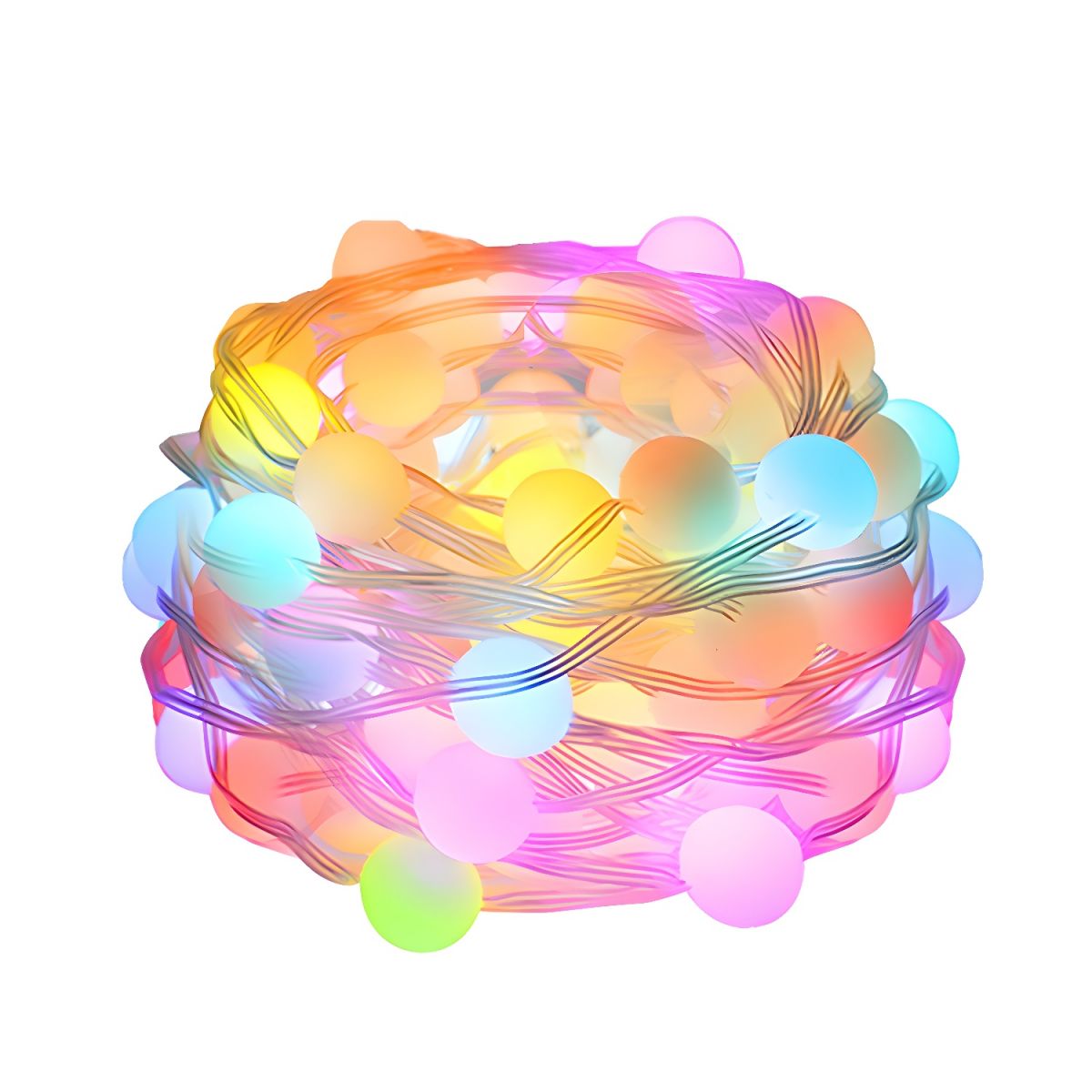 White Ball String Light Creative Plastic LED Festive Lighting with Music Sensor