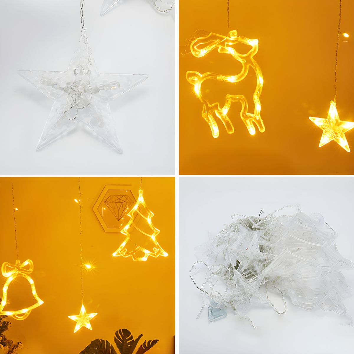 Modern Creative Rope Light Bells Copper Wire Curtain Light for Christmas Decorate