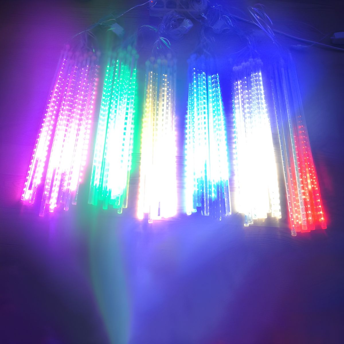 Meteor Shower Curtain String Lights Art Decor 8-Head Plastic LED Christmas Light