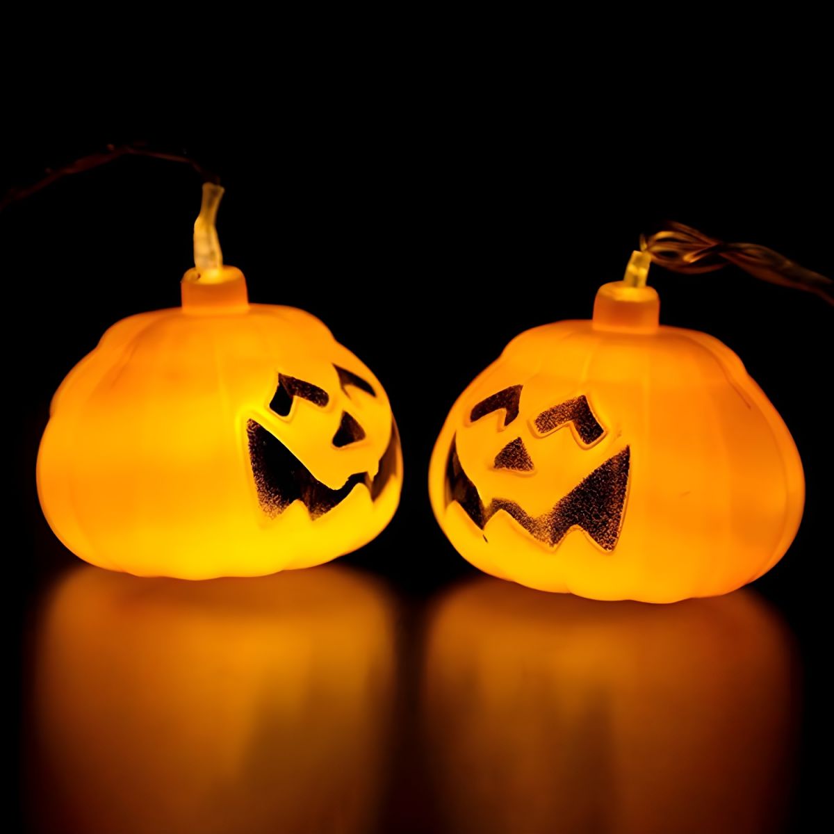 Plastic Pumpkin Halloween Light Classic Decorative Orange LED String Light for Outdoor