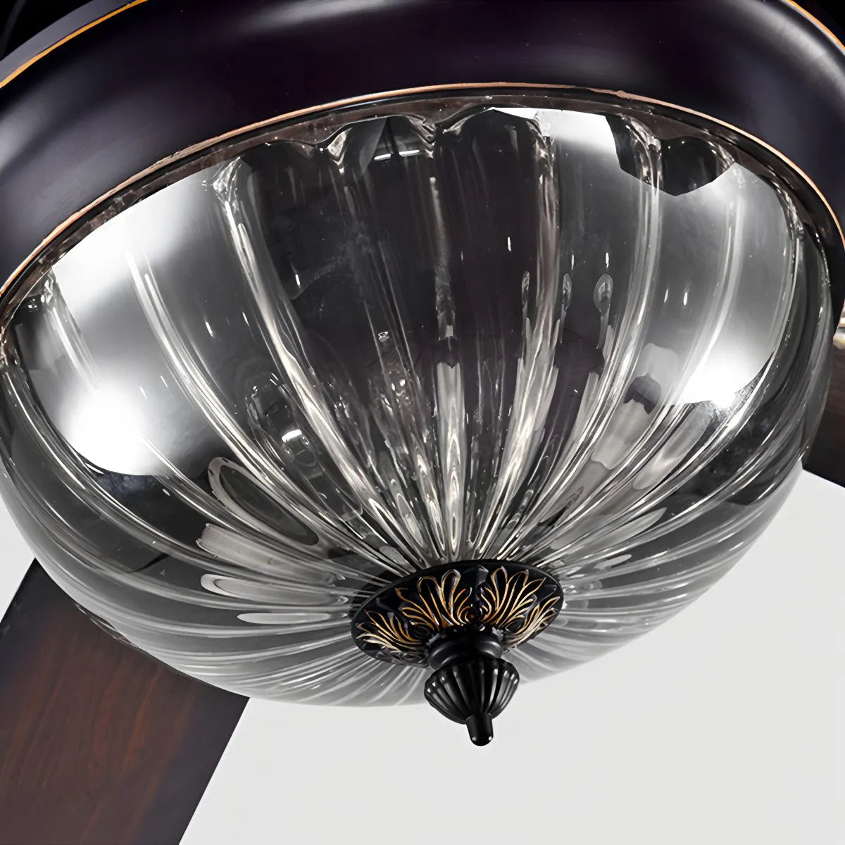 Vintage Wood Ceiling Fan with LED Light for Living Room