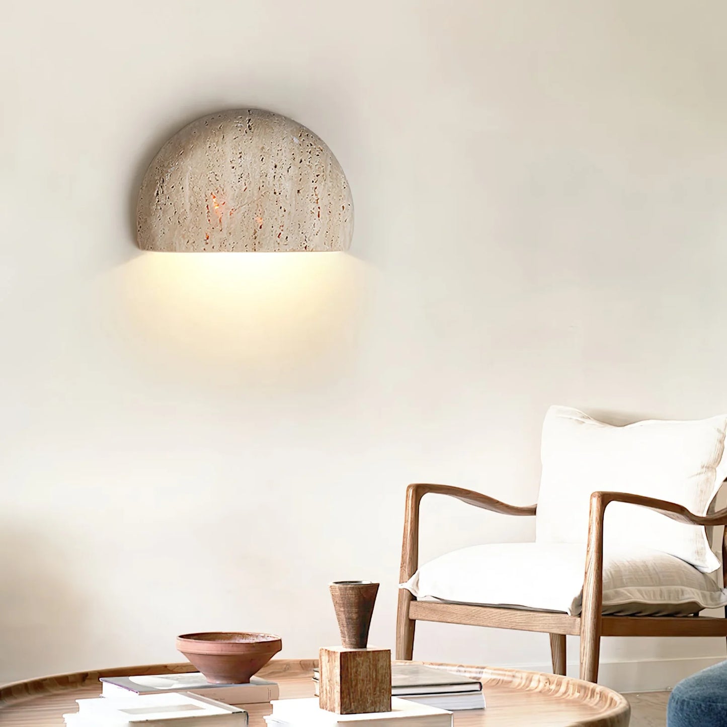 Arc Bowl Travertine Wall Lamp