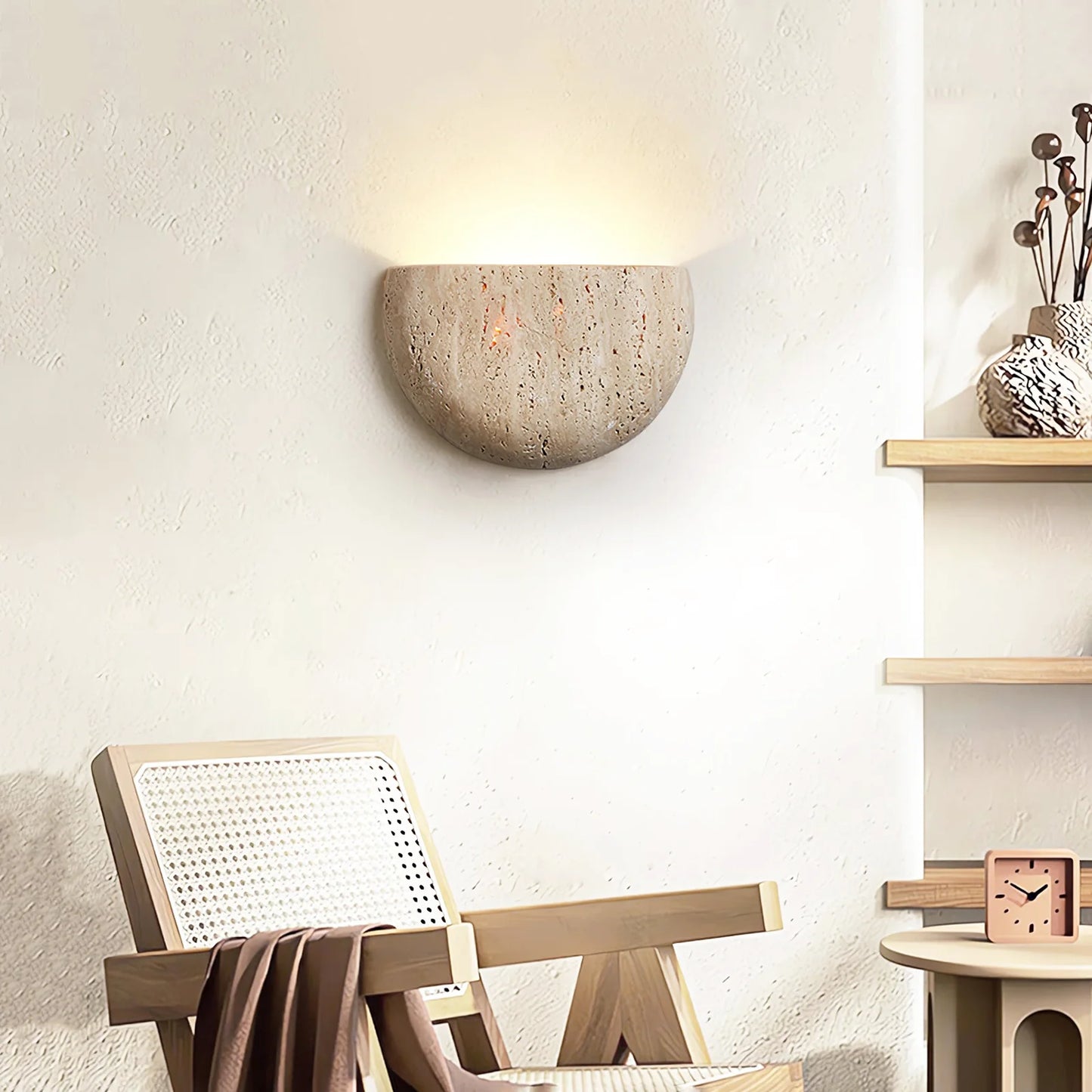 Arc Bowl Travertine Wall Lamp