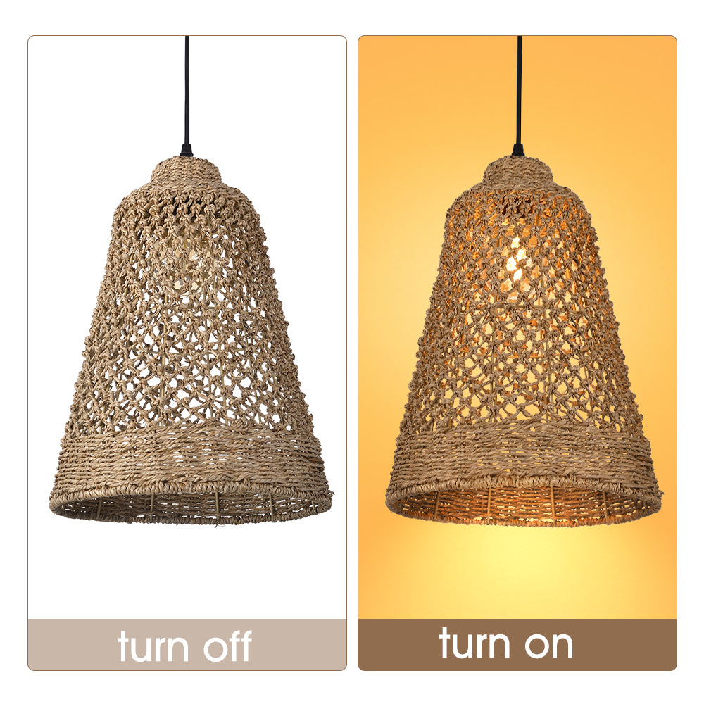 Hand-woven hollow dining room straw rope pendant light