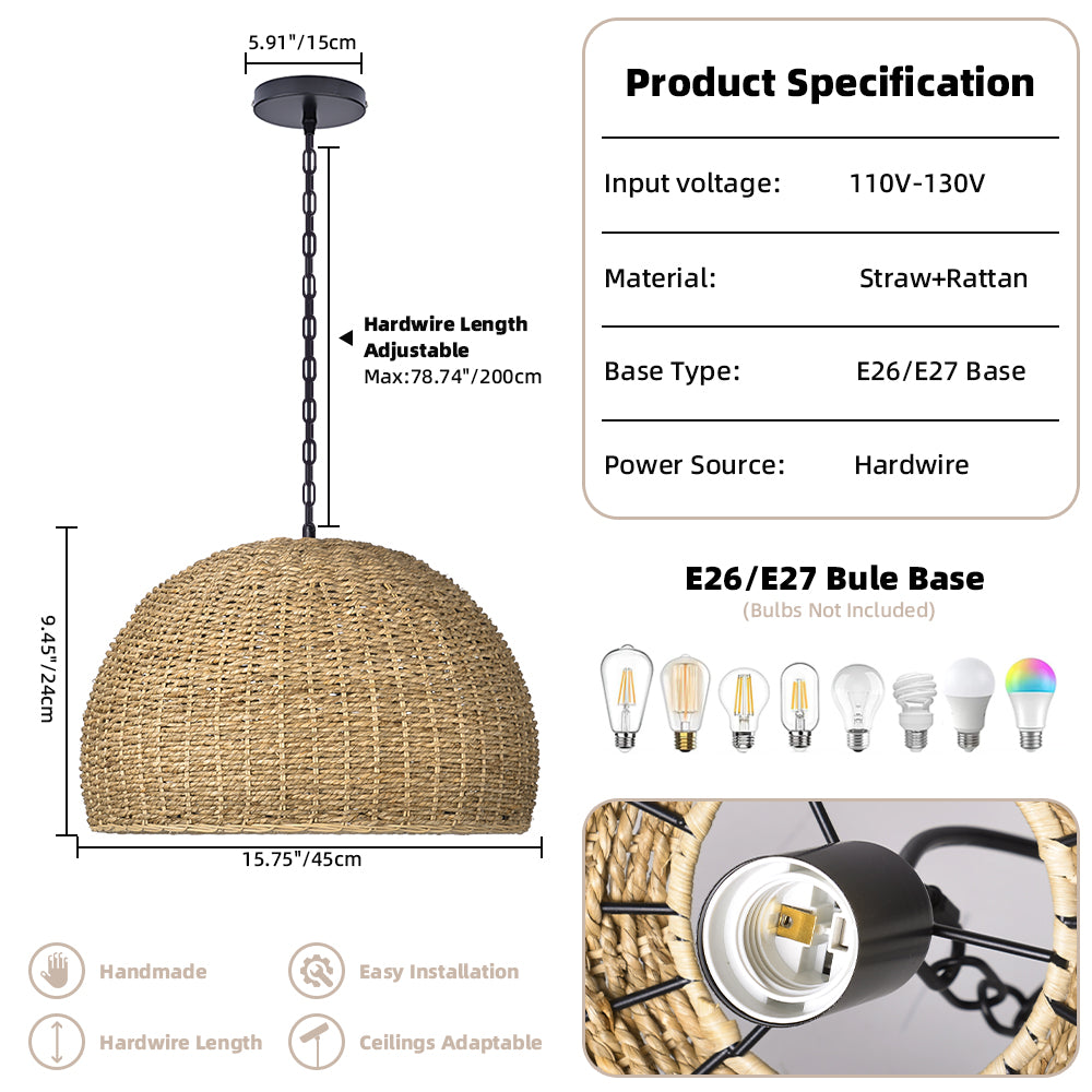 Bohemian Seagrass High Quality Woven pendant light for outdoor
