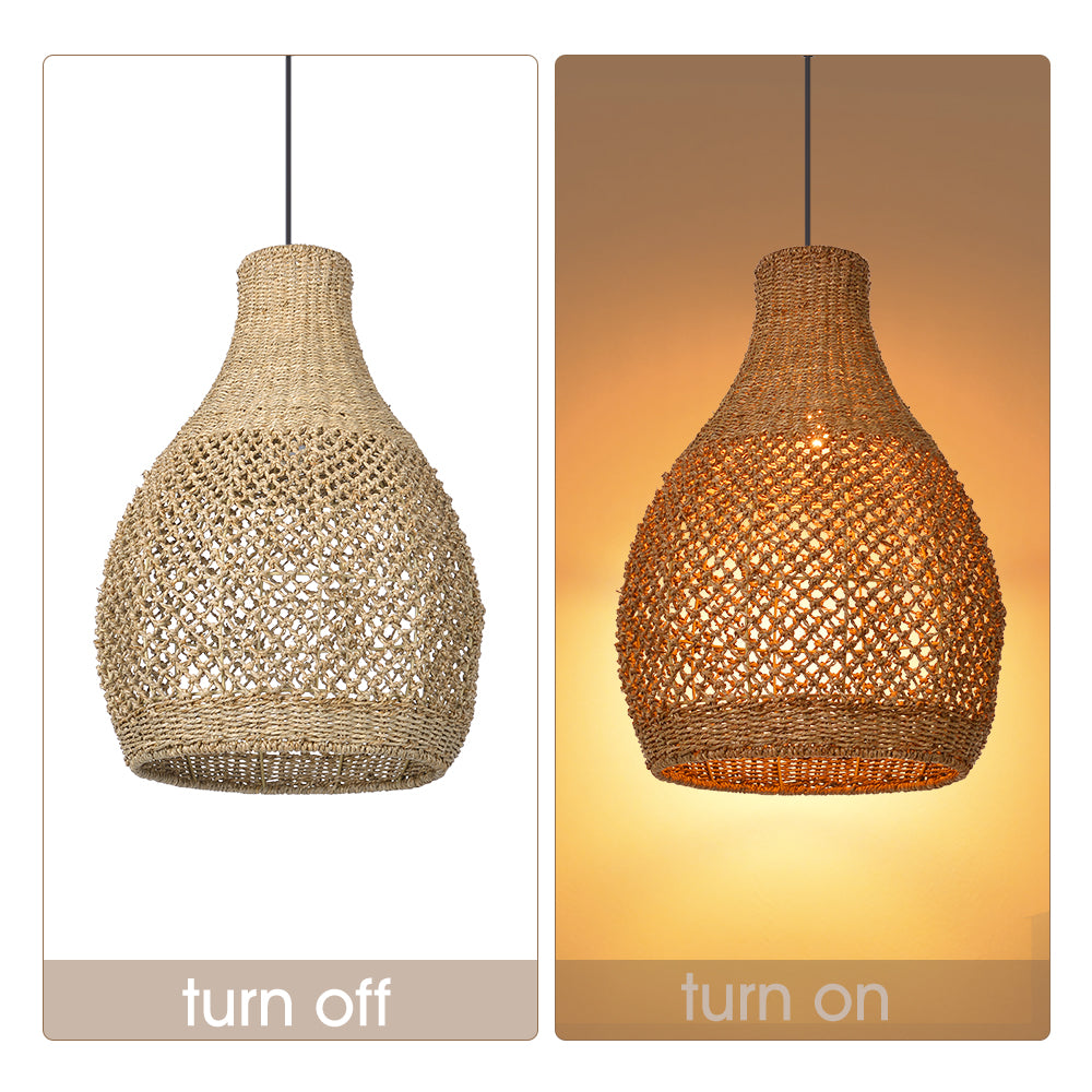 Kettle Style Hemp Rope Braided Handmade Pendant Light