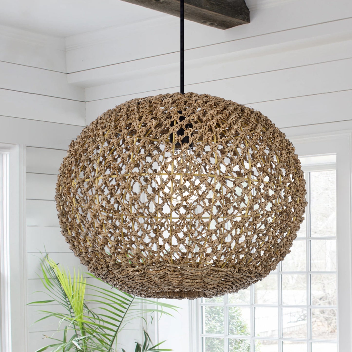 Round hollow hemp rope woven lamp shade