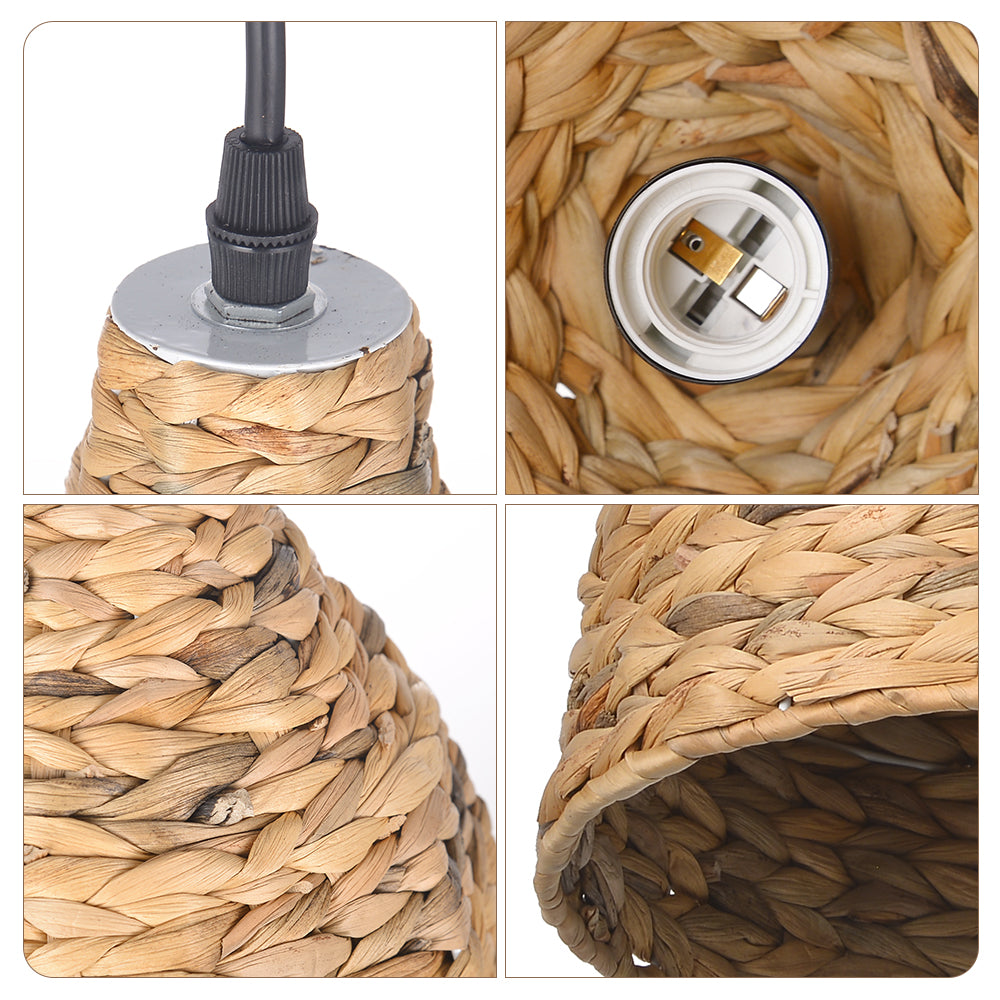 Boho style Seagrass Semi-circular Hand Woven Rattan Pendant Lights