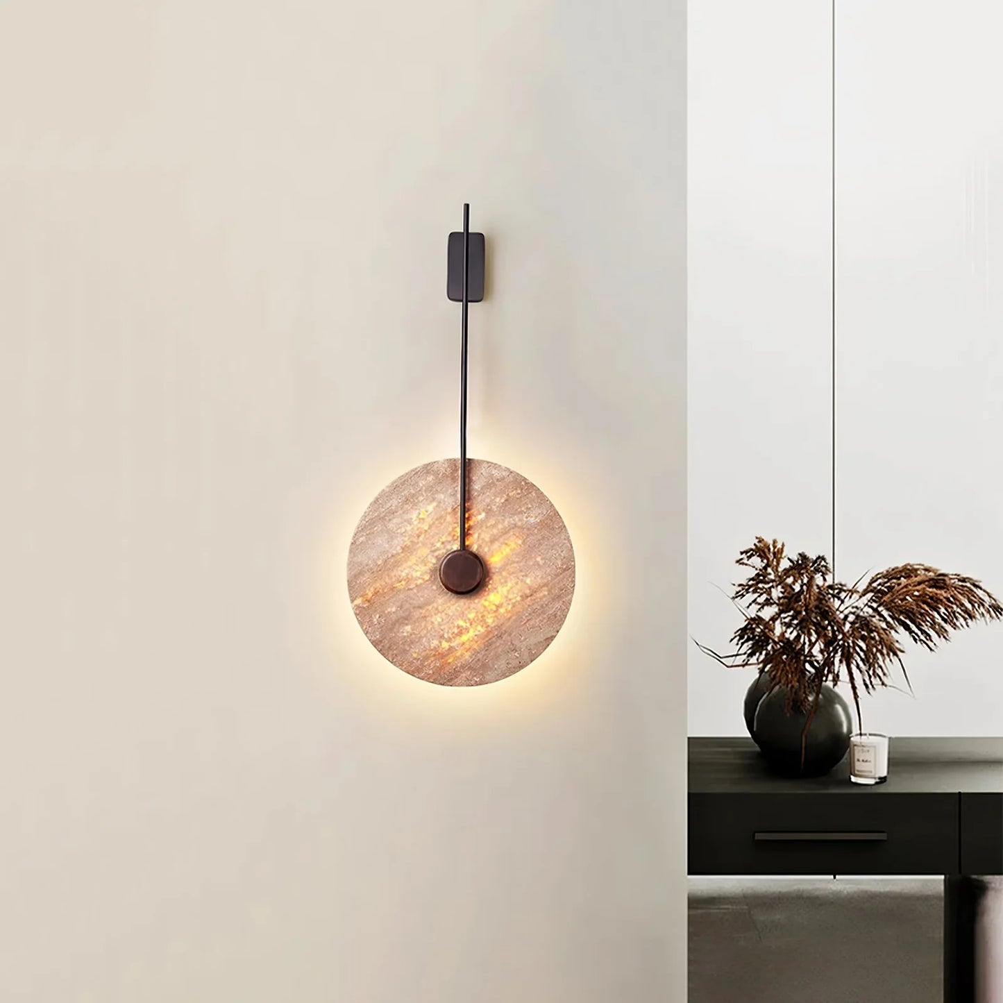 Travertine Disc Wall Lamp