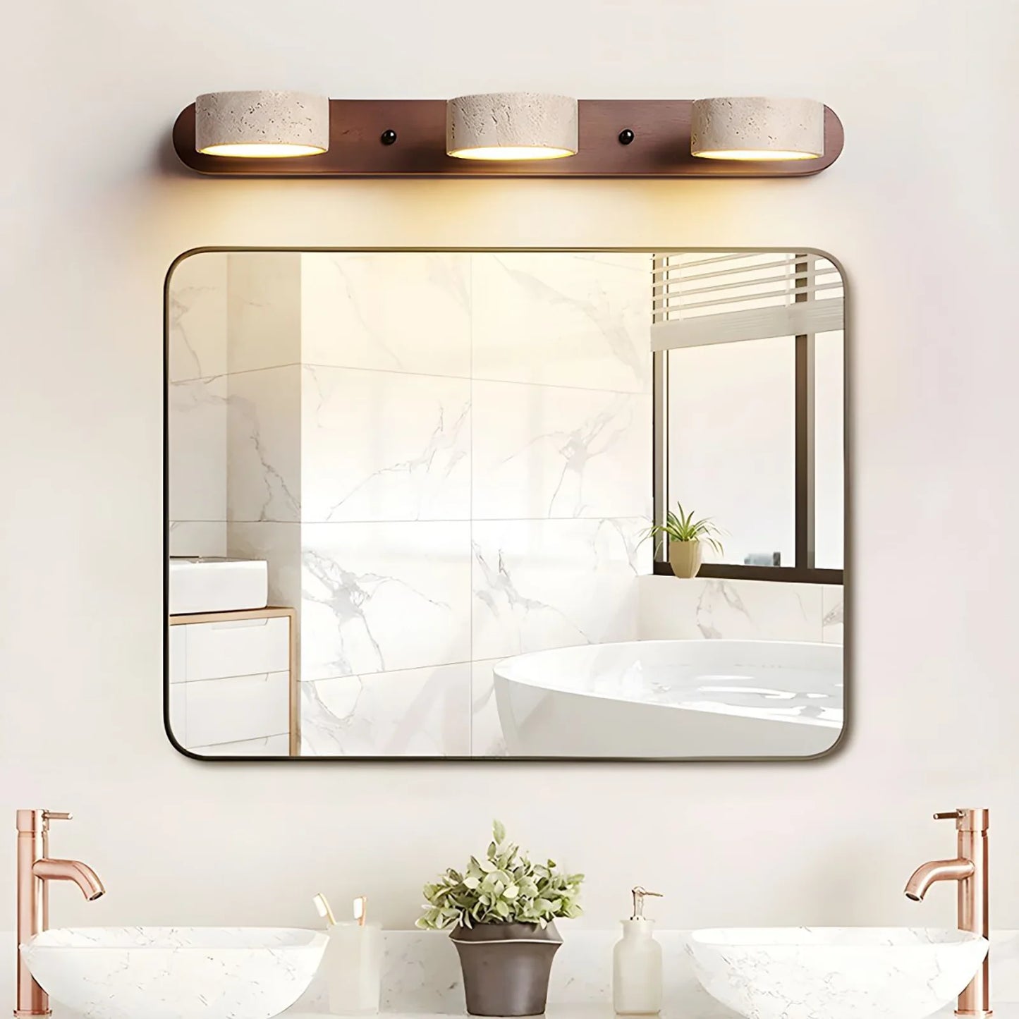 Travertine Duo Wood Wall Light