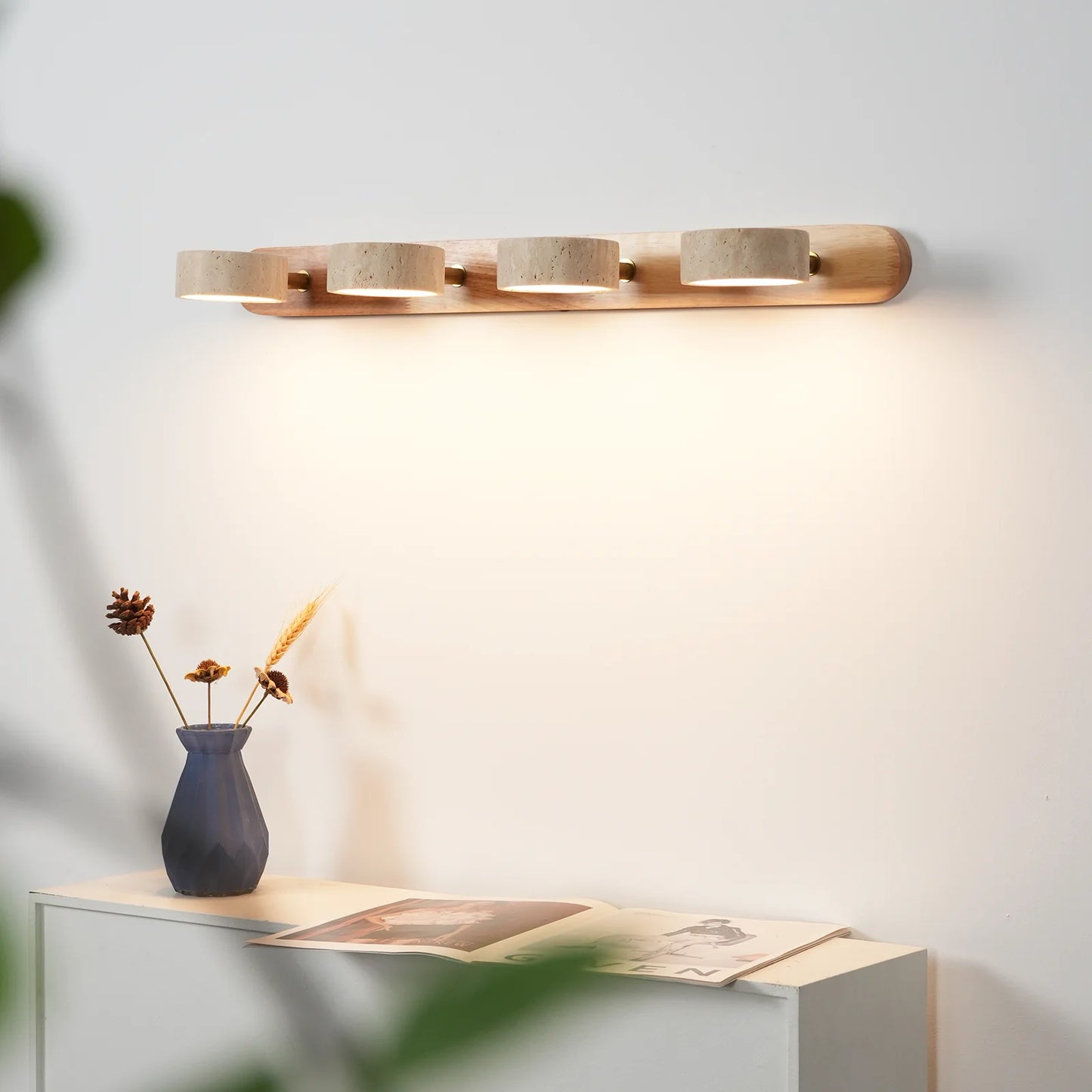 Travertine Duo Wood Wall Light