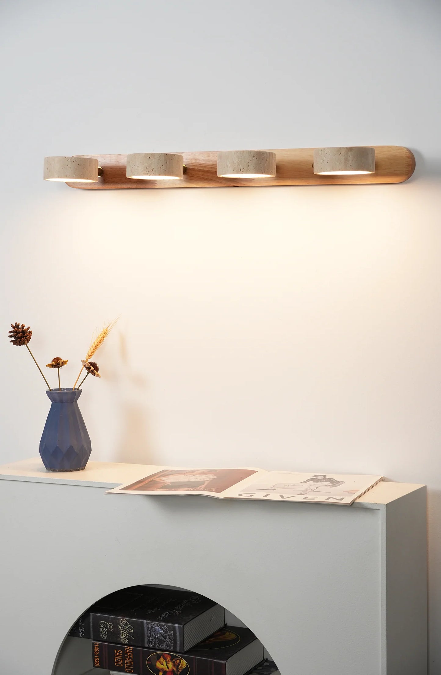 Travertine Duo Wood Wall Light