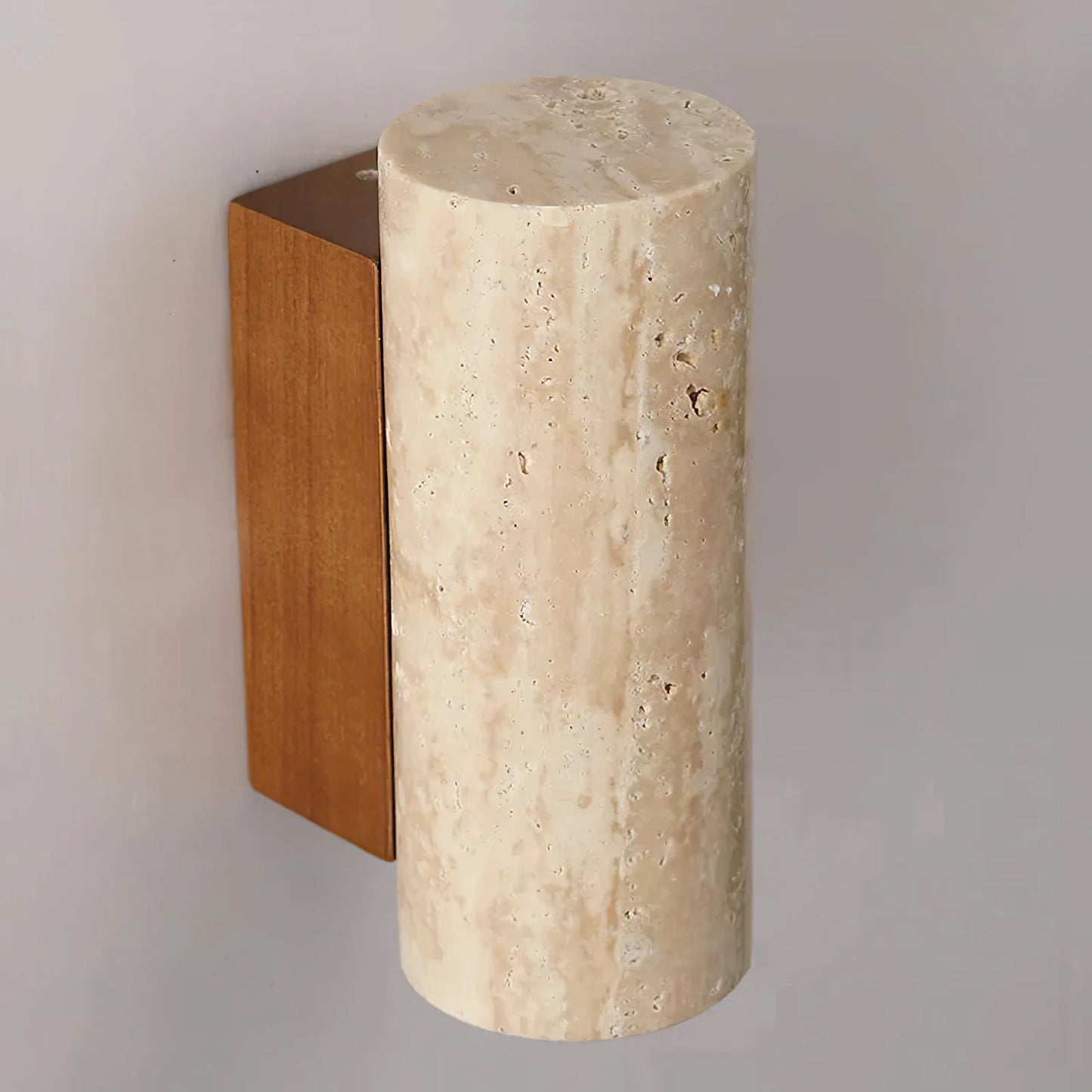 Travertine Square Round Column Wall Lamp