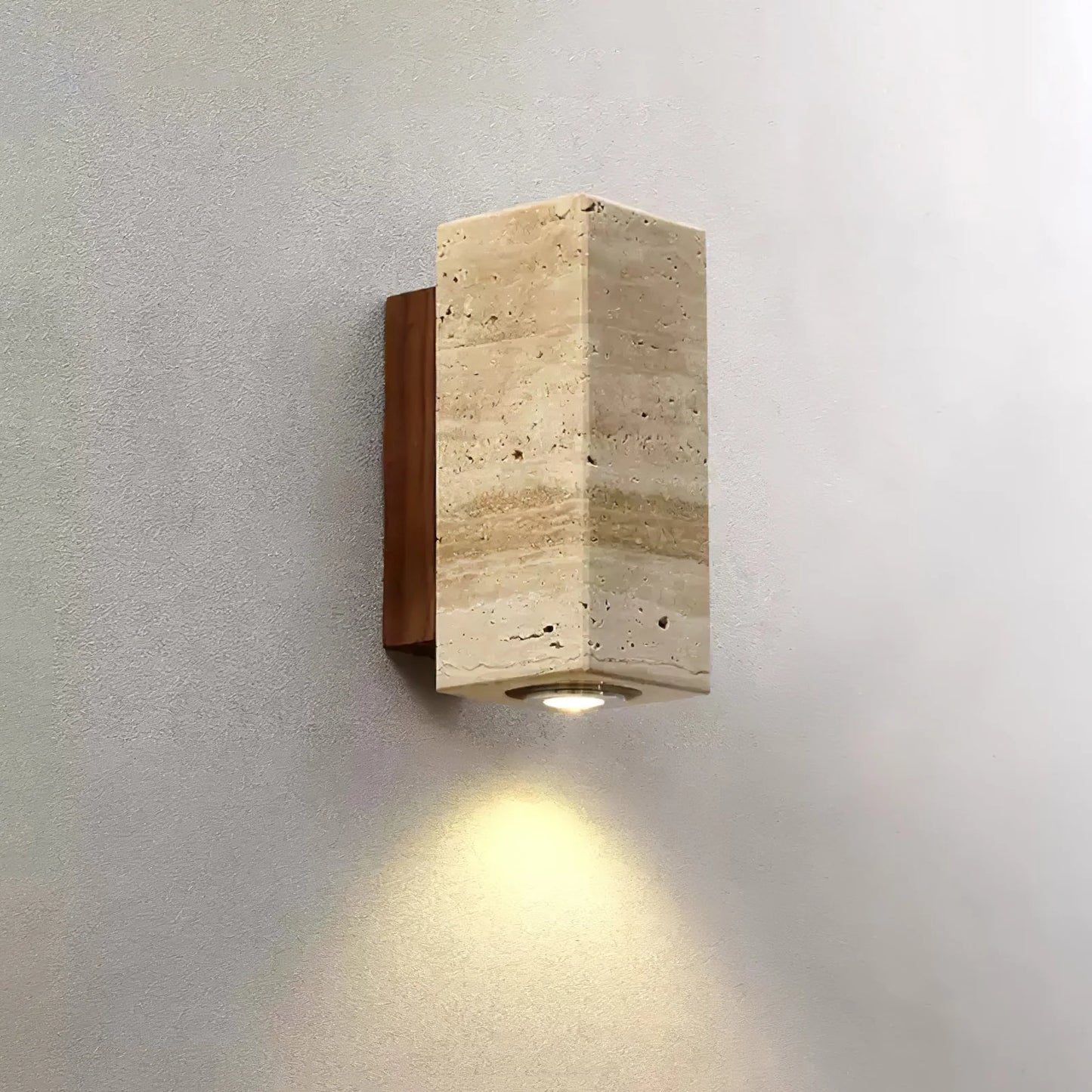 Travertine Square Round Column Wall Lamp